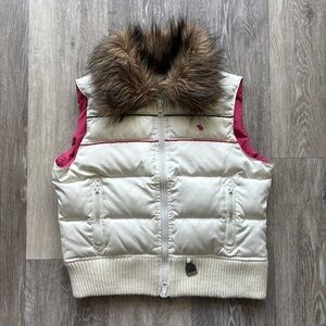Vintage 90s Y2K Abercrombie & Fitch Faux Fur Feather Down Puffer Vest Size S